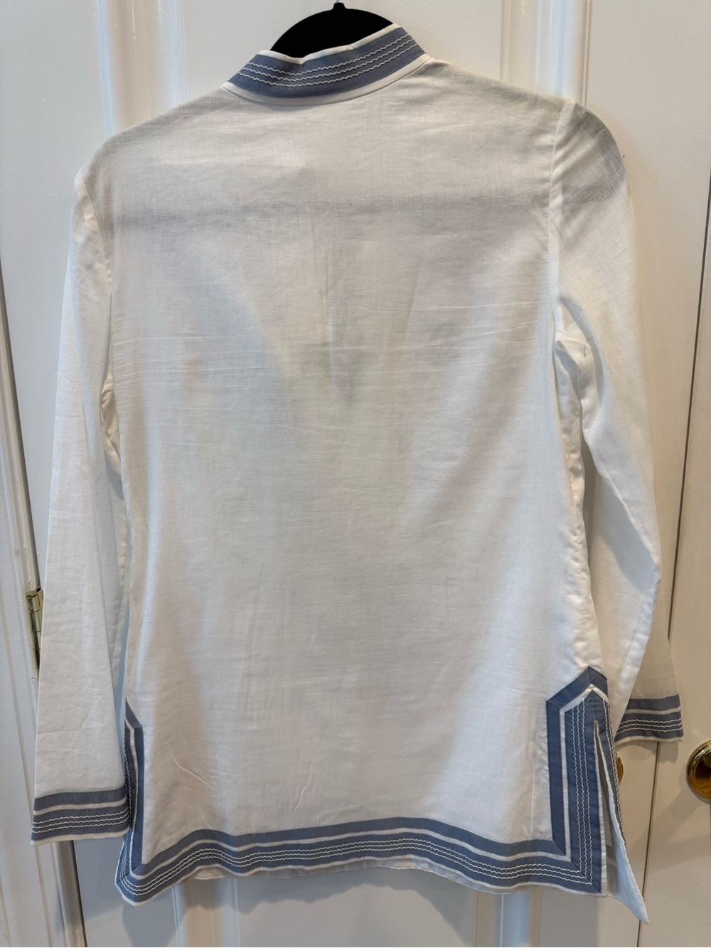 Brand New Tory Burch White Tunic with Navy Embroidery and Blue Trim - Picture 6 of 6